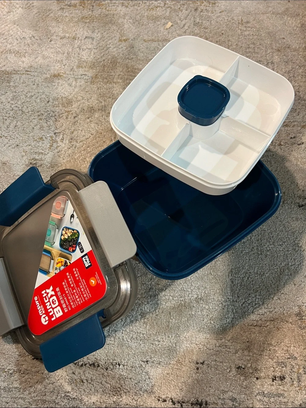 New w tags Gray and Blue Lunch Box - 1.5L BPA Free z25